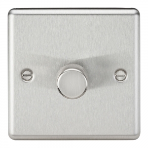 Knightsbridge Brushed Chrome Rounded Raised Edge Dimmer Switches