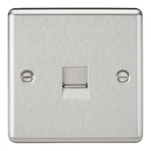 Knightsbridge Brushed Chrome Rounded Raised Edge Data, Telephone & TV Outlets