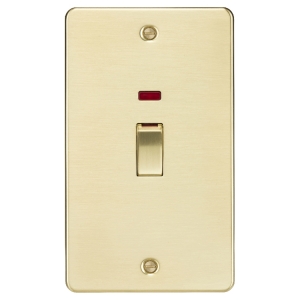 Knightsbridge Brushed Brass Screwed Flatplate DP Switches