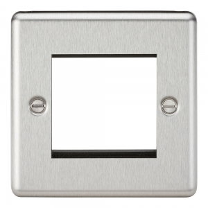 Knightsbridge Brushed Chrome Rounded Raised Edge Euro Module Faceplates