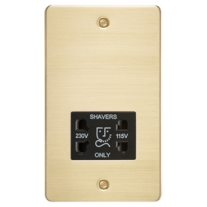 Knightsbridge Brushed Brass Screwed Flatplate Shaver Socket