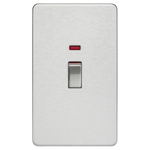 Knightsbridge Brushed Chrome Screwless Flatplate DP Switches