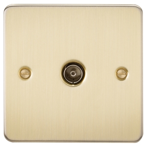 Knightsbridge Brushed Brass Screwed Flatplate Telephone & TV Outlets