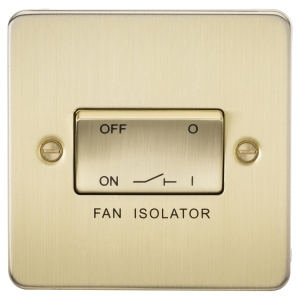 Knightsbridge Brushed Brass Screwed Flatplate TP Isolator Switch