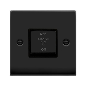 Click Deco Matt Black 10Ax TP Isolator Switch